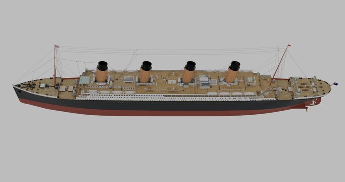 RMS Titanic - detaillierte Illustration auf grauem Hintergrund