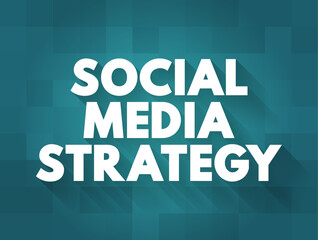 Naklejka premium Social Media Strategy text quote concept in bold typography on teal geometric background, ideal for marketing, business planning, and digital branding designs