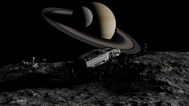 A science fiction scene in a fantasy world with spaceships and space stations.