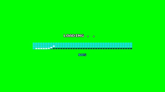 Pixel Loading Bar Progress Animation from 0 to 100 Percent with Complete Checkmark Seamless Loop