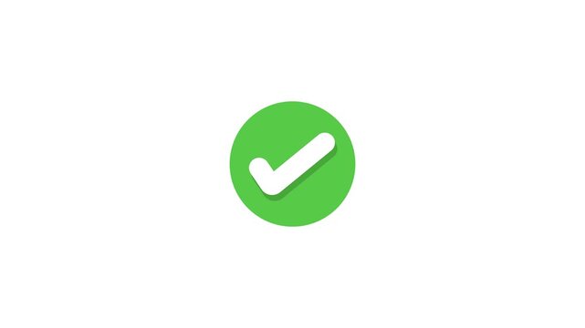 Modern-style circled checkmarks and crosses; a rotating animation indicating approval of the result.