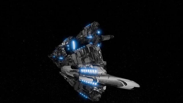 A science fiction scene in a fantasy world with spaceships and space stations.