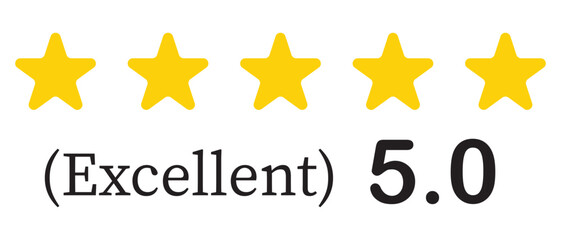 Fototapeta premium Five stars icon Vector. 5.0 excellent Five stars icon , Five stars customer product rating review.