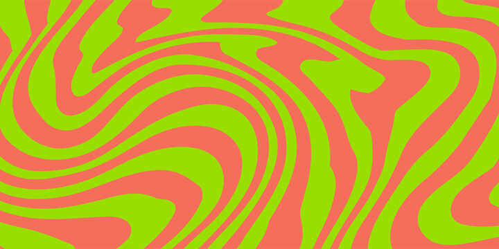 Abstract green coral psychedelic wave print background. 1970s trippy seamless pattern. Marbled acrylic swirl pattern eps 10.