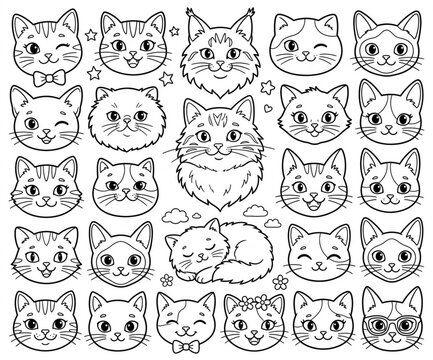Cat face line art