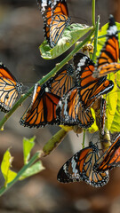 Migrating Milkweed butterfly , Monarch butterflies have accumulated on winter Hong Kong Island © max5128