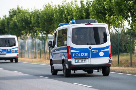 German federal police car at Frankfurt Main airport, Germany, protect national border, secure public air transport, guard terminal building