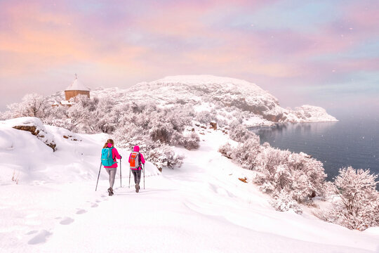 Akdamar Island winter view in Van Province of Turkey