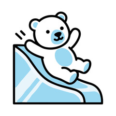 Obraz premium Cute Polar Bear Character Sliding Down an Ice Slide With Joyful Expression