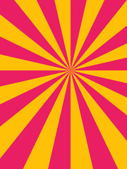 Obraz premium Sunburst burst background in pink and yellow colors for comic posters or retro style advertising.