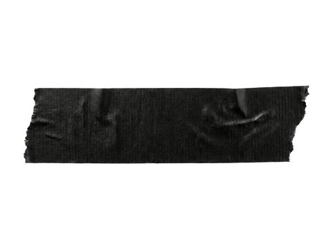 Torn Black Tape Strip Isolated on White Background Png Photo - black tape, torn tape, sticky tape, adhesive strip, black adhesive, ripped tape, duct tape, electrical tape, tape piece, isolated on whit