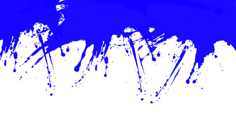 Obraz premium Blue paint splash texture on white background with artistic brush strokes and drips