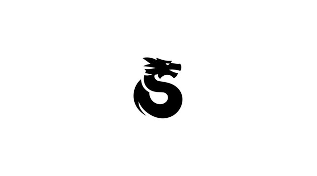 Stylized black dragon head circular logo icon.