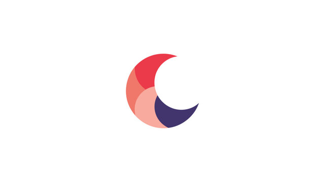 Abstract colorful crescent moon shape logo design.