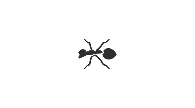 Minimalist black ant insect silhouette icon.