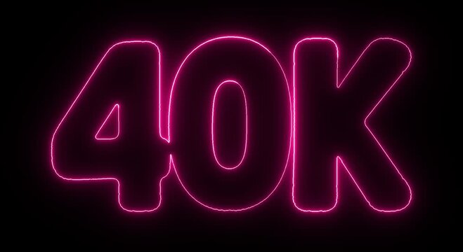 40K Subscribers Green Neon Glowing Text on Black Background