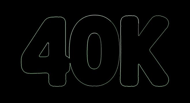 40K Subscribers Green Neon Glowing Text on Black Background