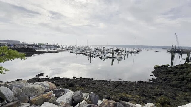 Rocky Coast of Rockland Harbor, Rockland, Maine