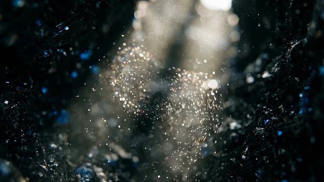 Fine translucent specks in sapphire tones, atmospheric dust bringing ambiance energy to advertising design work