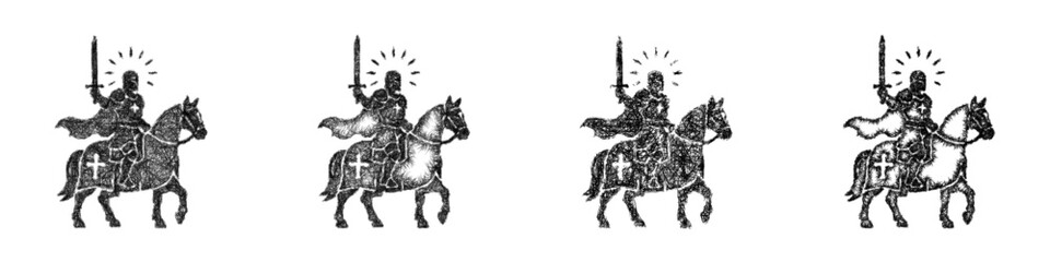 Fototapeta premium Sketch monochrome blessed mount icon design set