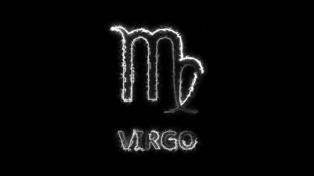 Virgo Zodiac Sign Fiery Aura Glowing Symbol Animation