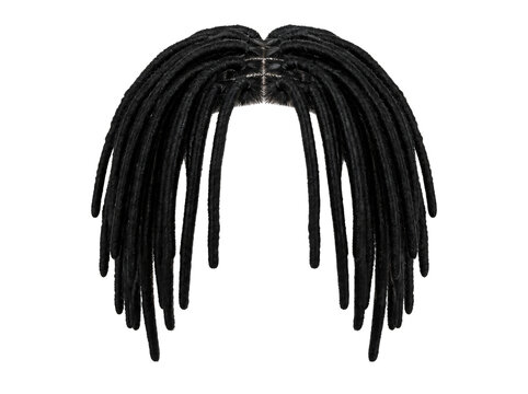 Black dreadlocks isolated on transparent background