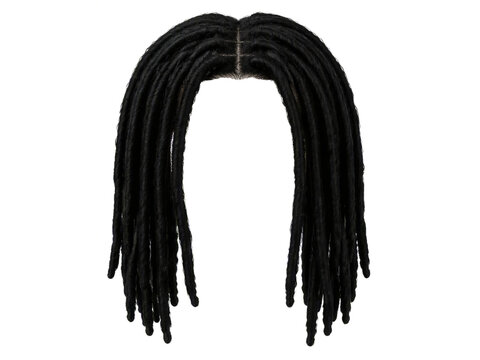 Black dreadlocks isolated on transparent background