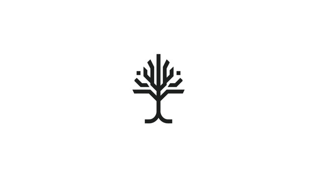 Black circuit board tree tech logo icon.