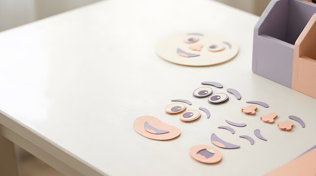 Hand interacting with small wooden pieces or puzzles on a table wonderfully visualized