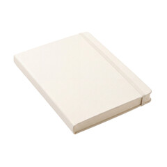 Fototapeta premium Premium blank cream notebook with rounded corners, elastic band, and subtle paper texture, minimalist analog lifestyle stationery product photography on white