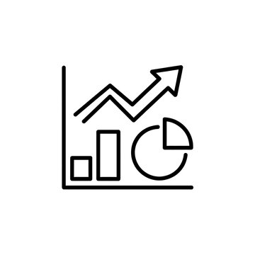 Black business chart icon showing growth and data analysis