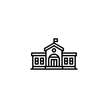 School building line icon for education