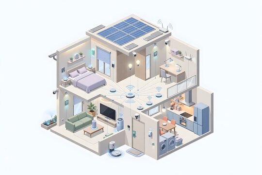 Smart Home Automation System Isometric Illustration