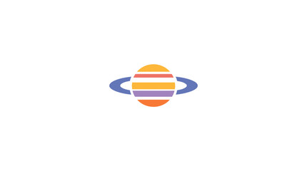 Colorful Saturn planet icon with rings. © Cuhna