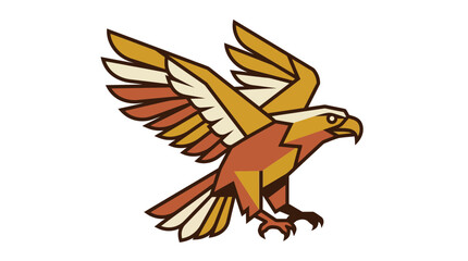 Fototapeta premium Geometric eagle mascot soaring with open brown wings