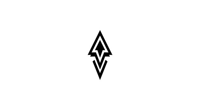 Double geometric diamond and arrowhead tribal emblem logo.