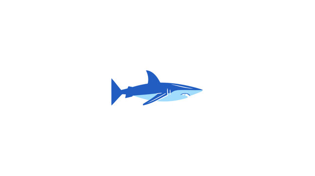Blue shark silhouette icon for predatory branding.