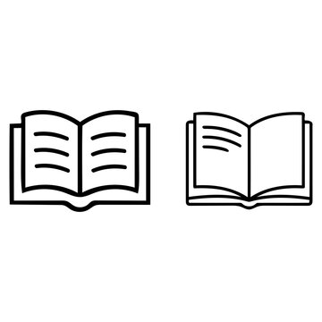 Open Book Line Icons Set for World Teachers Day, Reading Literacy, and Academic Learning Concepts
