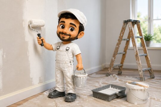 Painter Working In A Bright Room