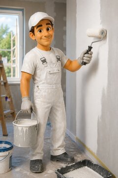 Smiling Painter During Interior Renovation