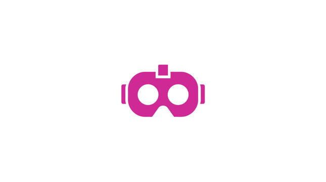 Pink virtual reality VR headset icon.