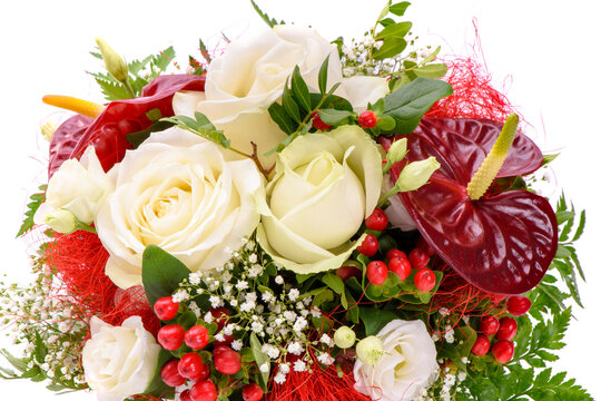 Sch&ouml;ner bunter Blumenstrau&szlig; in den Farben rot und wei&szlig;