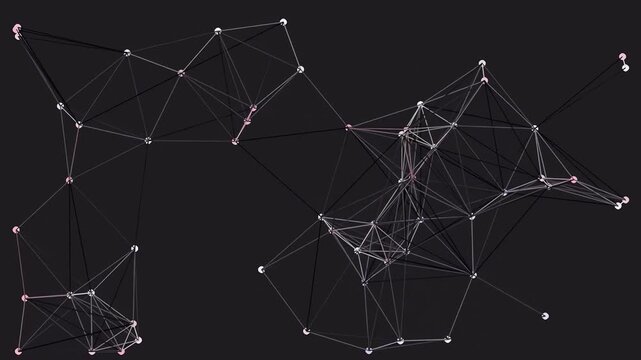 Abstract digital network connection with dots and lines on dark background.