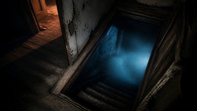 Fog Rising From Abandoned Basement Doorway