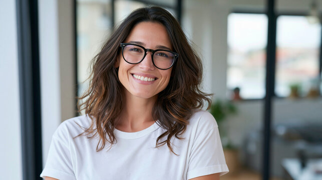 Portrait of a Smiling Woman with Glasses