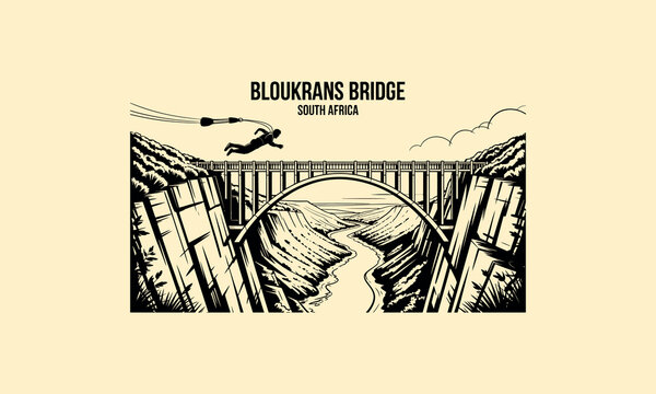 Of bloukrans bridge in south africa with a person bungee jumping off extreme