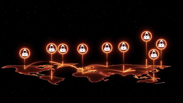Global cyber attack network: hacker on digital map