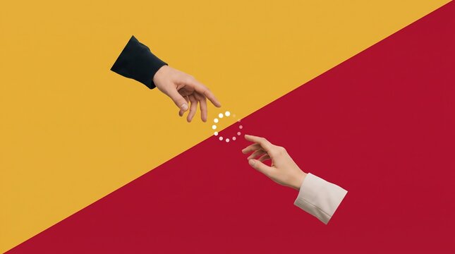 Two hands reaching out to touch, symbolizing connection and communication.