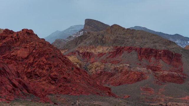 Aerial Red Rock Canyon Turtlehead Peak Nevada Desert Flyover