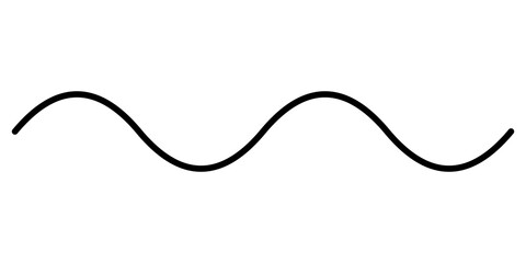 Single black wavy line icon, smooth sine wave symbol for graphic design elements isolated on transparent background © NURJAHAN